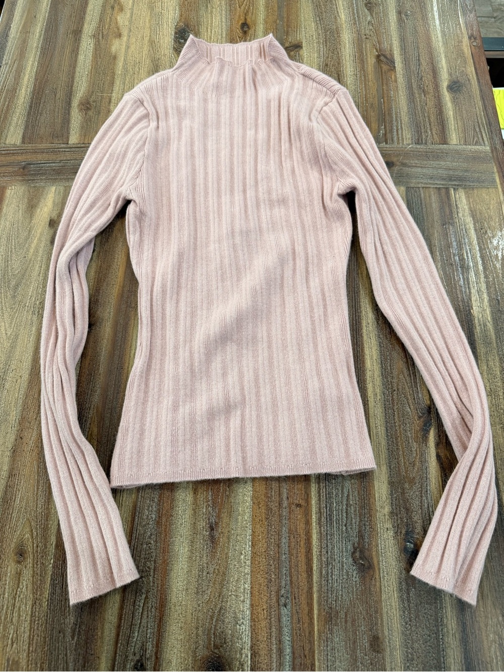 Celebrity Pink Ribbed Mockneck Long Sleeve Top - Dusty Pink